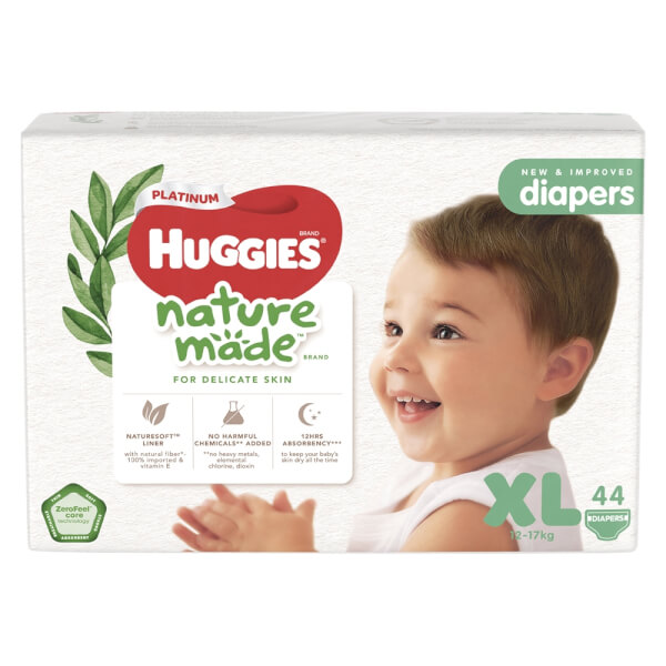 Combo 3 gói bỉm tã dán Huggies Platinum Nature Made size L 54 miếng (9-14kg)