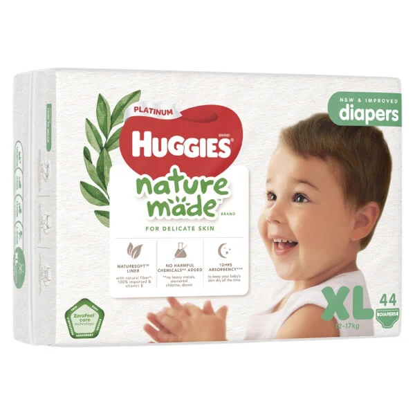 Bỉm tã dán Huggies Platinum Nature Made size XL 44 miếng (12-17kg)