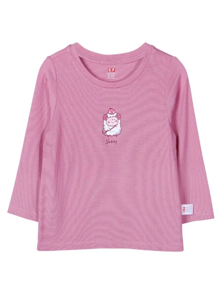 Bộ áo quần thun bé gái dài ngủ ngon CF G1220017 (1-6 tuổi,Hồng)