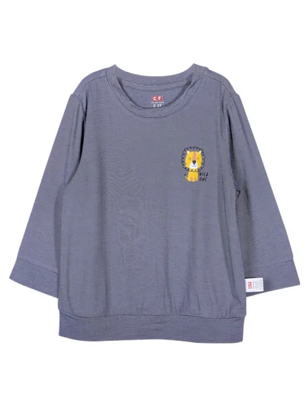 Bộ áo quần thun bé trai dài ngủ ngon CF B1220043 (1-6 tuổi,Xanh xám)