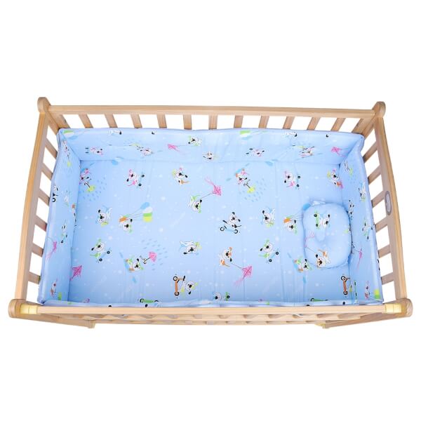 Combo 1 Cũi gỗ đại ConCung Good và 1 Bộ quây nệm gối Autoru dùng cho cũi gỗ - Màu kem
