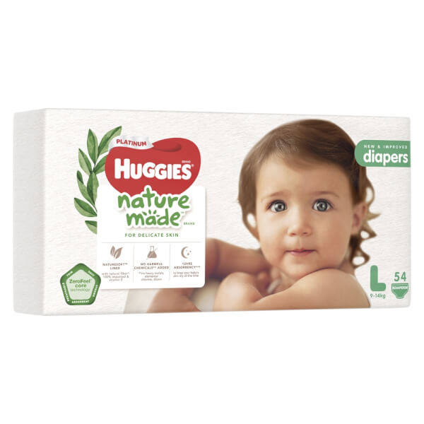 Combo 5 Bỉm tã dán Huggies Platinum Nature Made size L 54 miếng (9-14kg)