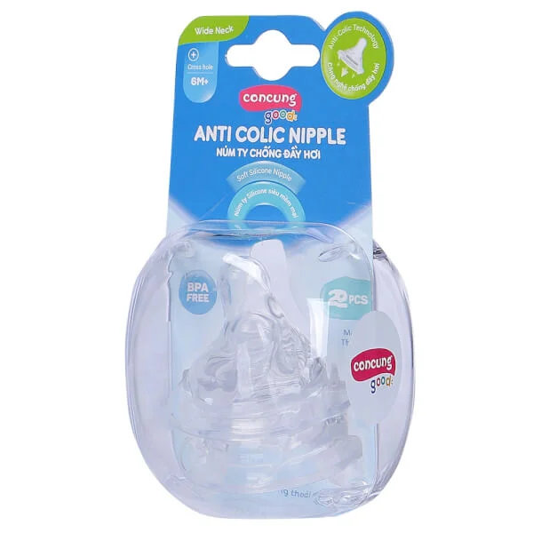 Hộp 2 núm ty ConCung Good siêu mềm cổ rộng (6M+)