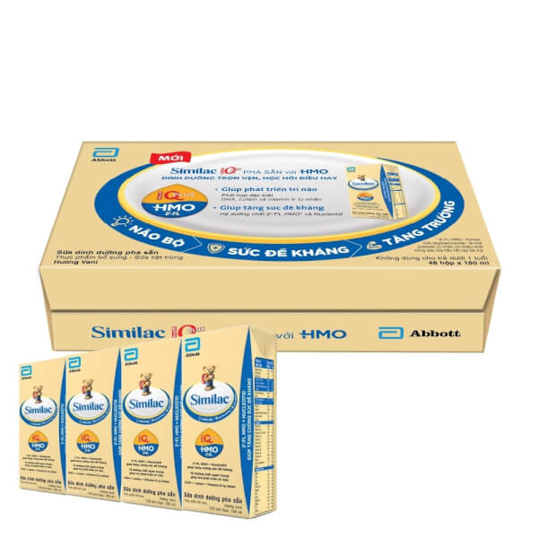Thùng Thực phẩm bổ sung Sữa tiệt trùng Similac Eye-Q 180ml (Lốc 4 hộp mới) - 12 lốc