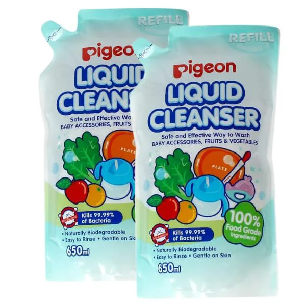 Combo 2 Dung dịch súc rửa bình sữa Pigeon túi 650ml refill