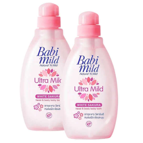 Combo 2 Sữa tắm gội trẻ em Babi mild White Sakura chai 200ml