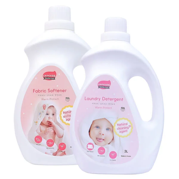 Combo 1 Nước xả vải Hàn Quốc ConCung Gentle Care hương ngọt ấm, chai 3L và 1 Nước giặt Hàn Quốc ConCung Gentle Care hương ngọt ấm, chai 3L
