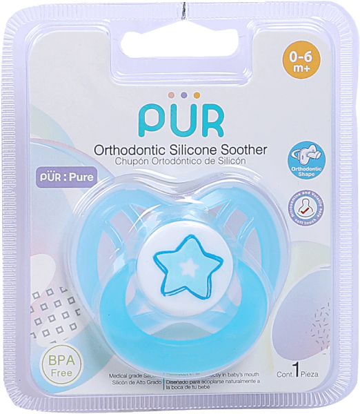 Ty ngậm Pur chỉnh nha, cho bé 0-6 tháng (xanh)