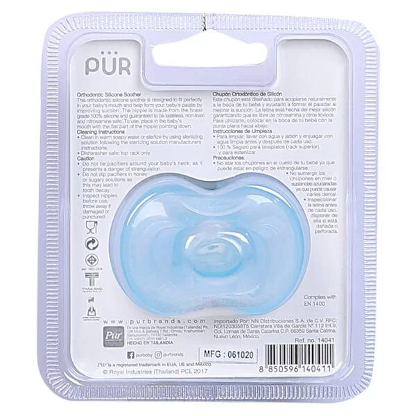Ty ngậm Pur chỉnh nha, cho bé 0-6 tháng (xanh)