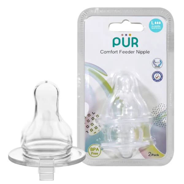 Núm ty Pur cổ thường Comfort Feeder - lượng sữa chảy đều (vỉ đôi) L