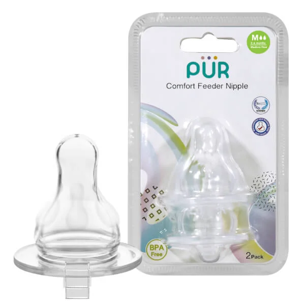 Núm ty Pur cổ thường Comfort Feeder - lượng sữa chảy đều (vỉ đôi) M