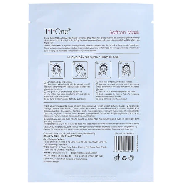 Mặt nạ Titione chiết xuất nhụy Hoa nghệ tây 22g