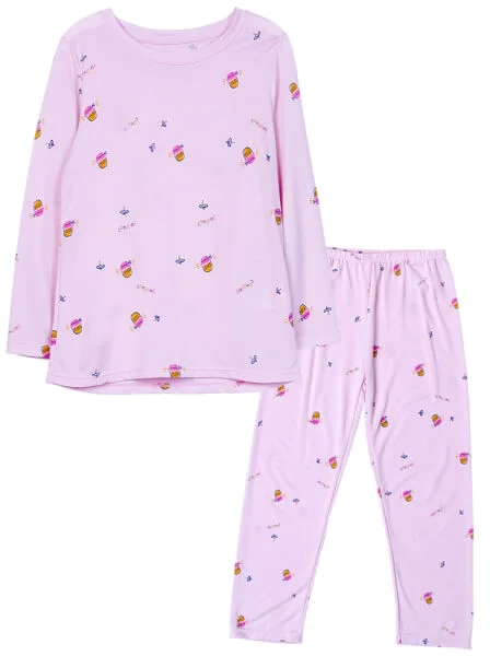 Bộ thun bé gái dài NGỦ NGON CF G1020035 (1-6 tuổi,Hồng họa tiết)