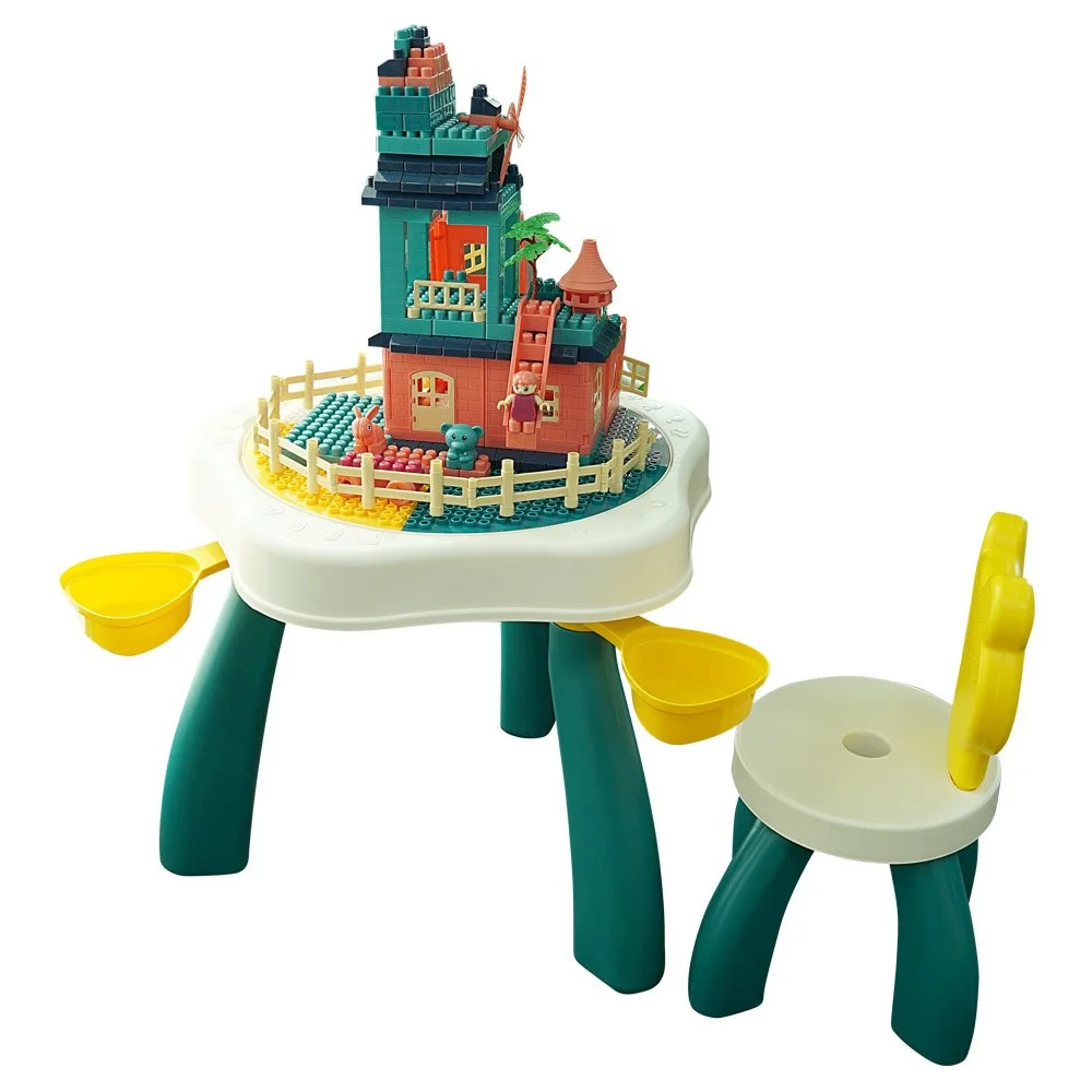 Bộ bàn ghế học tập và xếp hình lego CY210317