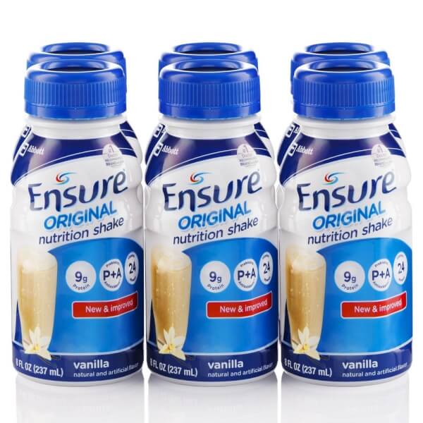 Thùng Thực phẩm dinh dưỡng y học Ensure dạng lỏng hương vani 237ML - Lốc 6 chai - 4 lốc/thùng