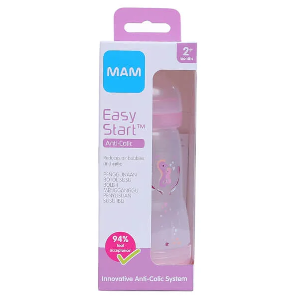 Bình sữa Mam Easy Start Anticolic (chống đầy hơi, 260ml, hồng)
