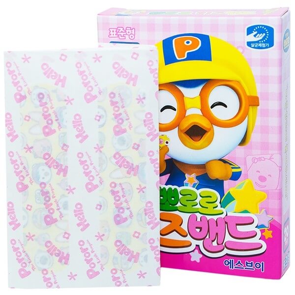 Băng keo cá nhân Pororo Kids Bandage Màu Hồng (Hộp 20 miếng)