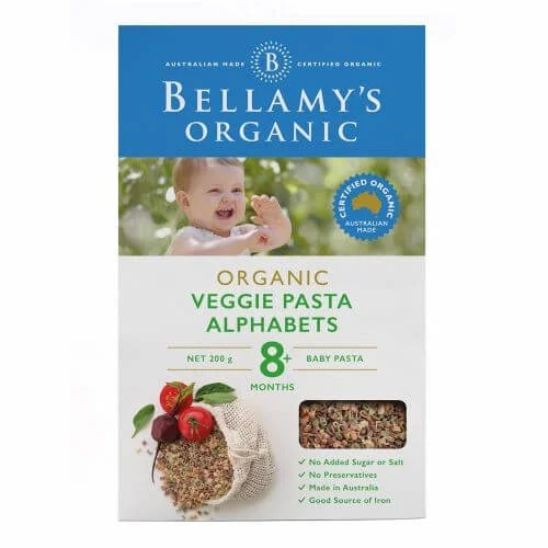 Nui dinh dưỡng hữu cơ hình chữ cái alphabet từ lúa mì semolina và rau củ Bellamy