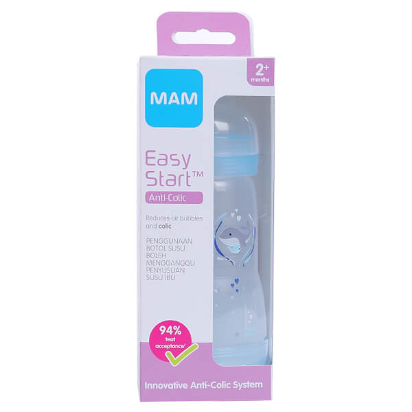 Combo 2 Bình sữa MAM Easy Start Anticolic nhựa PP 260ml (Xanh dương)