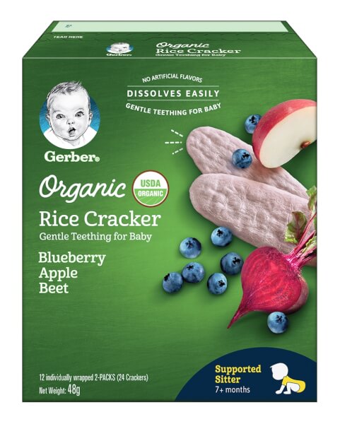 Combo 2 Thực phẩm bổ sung Bánh gạo hữu cơ Gerber Organic vị Việt quất Táo Củ dền