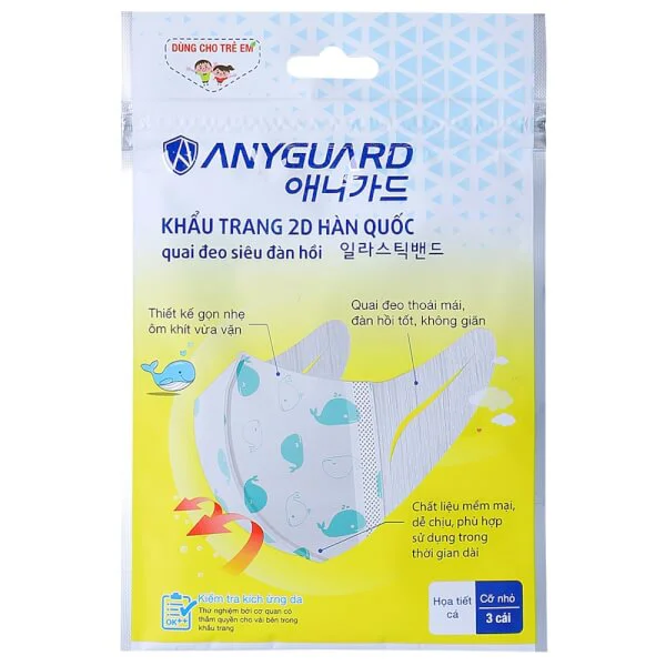 Combo 5 Khẩu trang trẻ em Anyguard (3 cái/ túi)