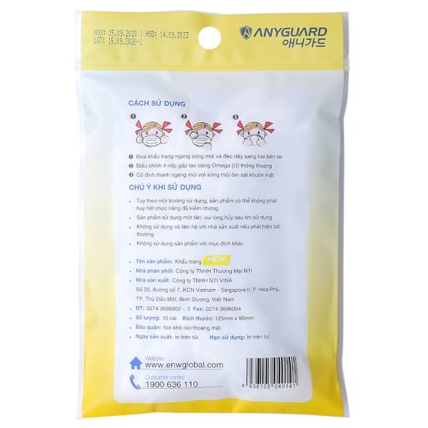 Combo 5 Khẩu trang y tế cho bé Anyguard (10 cái/ túi)