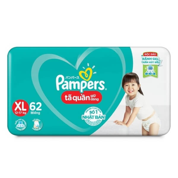 Combo 2 Tã quần Pampers giữ dáng Super Jumbo size XL, 62 miếng (giao ngẫu nhiên)