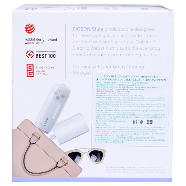 Combo 1 Máy hút sữa điện đôi Pigeon (Gomini) & 1 Balo đa năng cho mẹ bỉm sữa - màu hồng M37661
