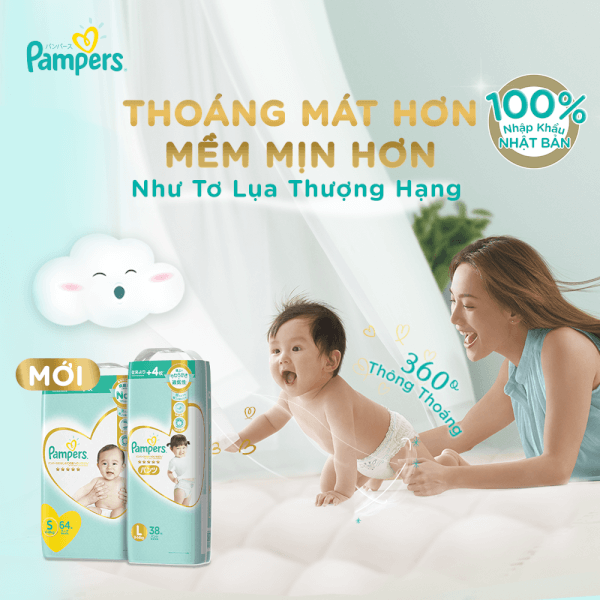 Combo 5 Bỉm tã quần Pampers Nhật size M 48 miếng (6-11kg, New)