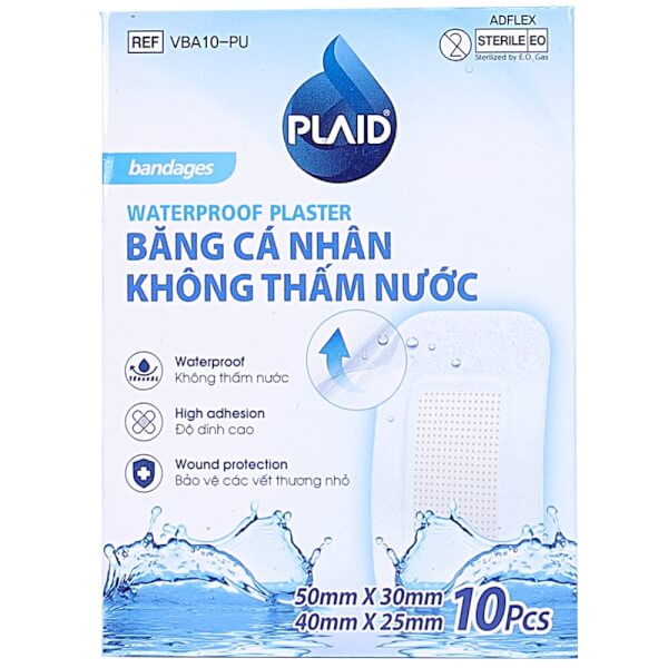 Băng cá nhân không thấm nước Waterproof Plaster (Hộp 10 miếng)