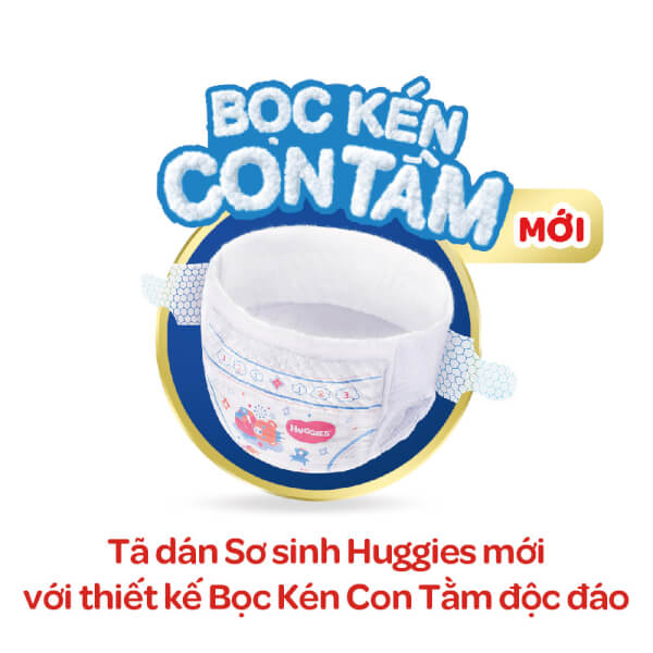 Tã dán sơ sinh Huggies Dry size S, 88 miếng (4-8kg) + 1 gói khăn ướt