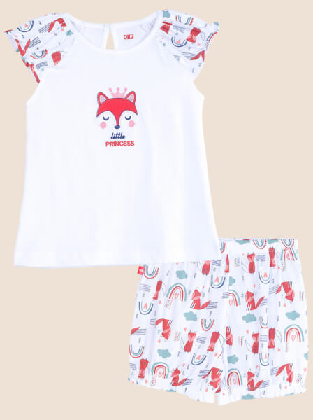 Bộ áo quần bé gái ngắn MON CF G0221007 (6-24M,Trắng)
