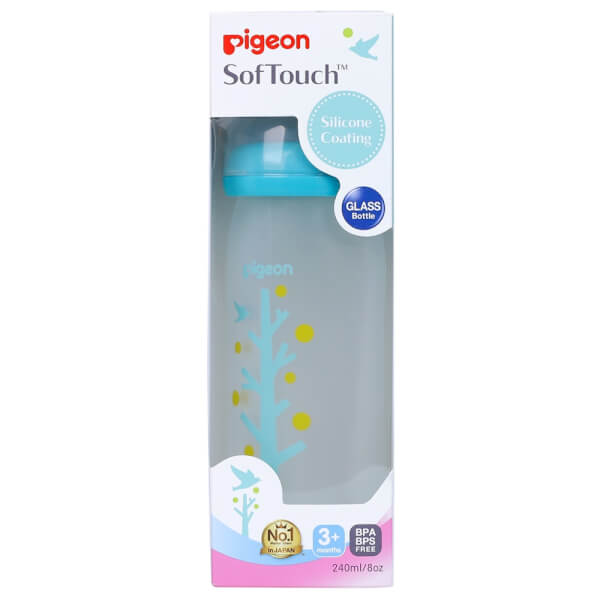 Bình sữa thủy tinh silicone cây xanh Pigeon 240ml