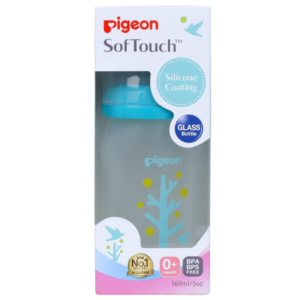 Bình sữa thủy tinh silicone cây xanh Pigeon 160ml