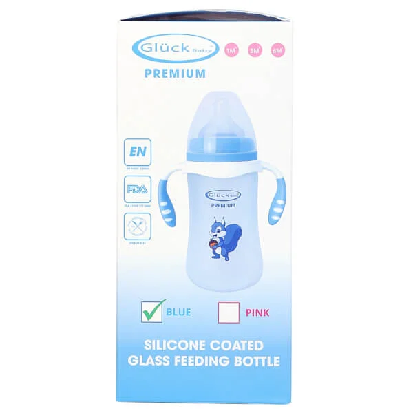 Bình sữa thủy tinh bọc silicone Gluck Baby GS240 (xanh)