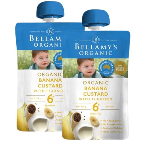 Combo 2 hỗn hợp kem sữa chuối với hạt lanh hữu cơ Bellamy's Organic