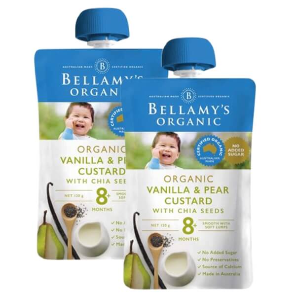 Combo 2 hỗn hợp kem sữa lê và hạt chia với chiết xuất vanilla hữu cơ Bellamy's Organic