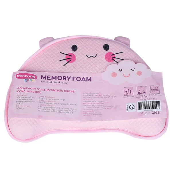 Gối memory foam hỗ trợ đầu cho bé Con Cung Good (PUB103, Hồng)