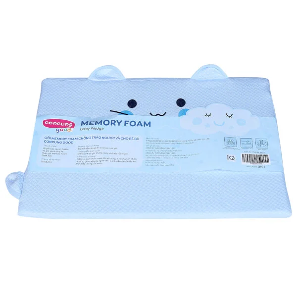 Gối memory foam chống trào ngược và cho bé bú ConCung Good (Xanh)