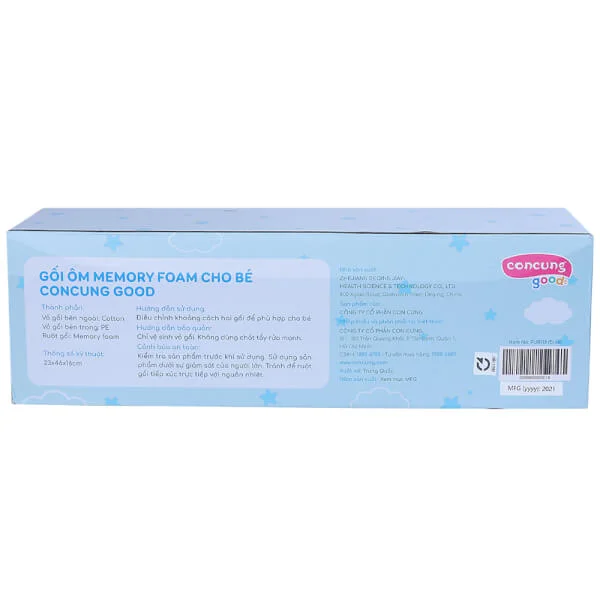 Gối ôm memory foam cho bé ConCung Good (Xanh)