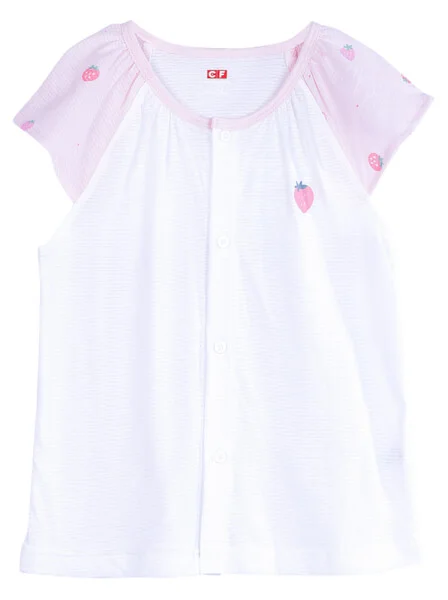 Bộ thun mặc nhà bé gái ngắn CF G0221003 (1-6Y,Trắng)