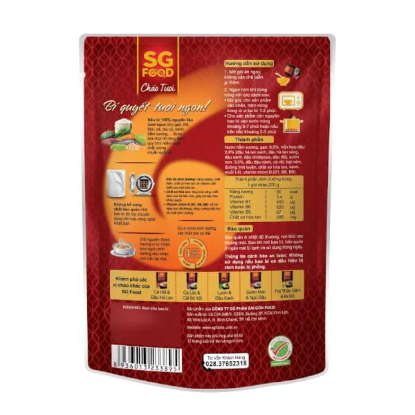 Combo 3 Cháo Sườn non, ngũ đậu, SG Food