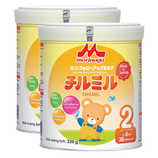 Combo 2 lon Sữa Morinaga số 2 320g (Chilmil, 6-36 tháng)