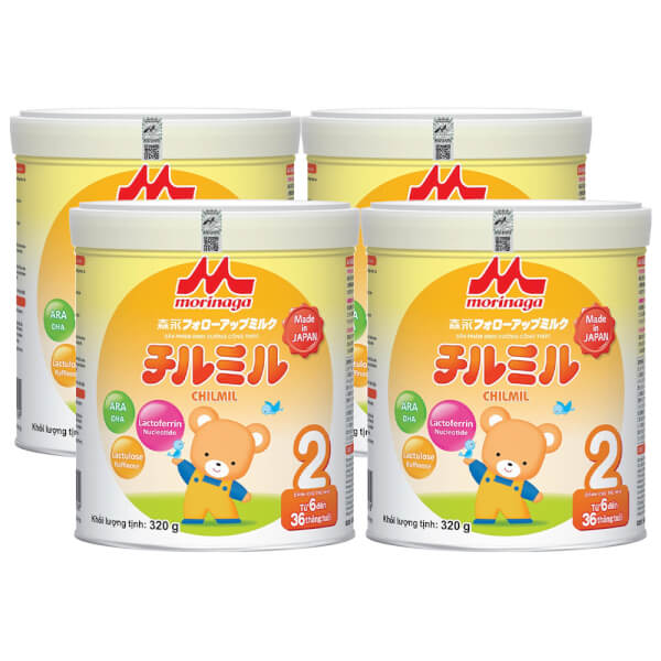 Combo 4 lon Sữa Morinaga số 2 320g (Chilmil, 6-36 tháng)