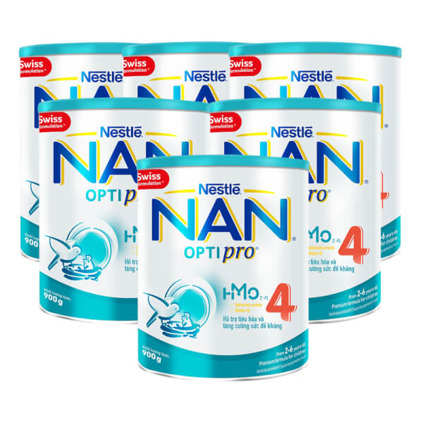 Combo 6 lon sữa Nan Optipro 4 900g, HMO (2-6 tuổi)