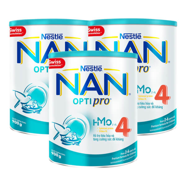 Combo 3 lon Sữa Nan Optipro 4 900g, HMO (2-6 tuổi)