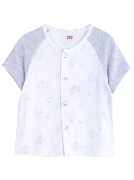 Bộ sơ sinh ngắn vải kháng khuẩn CF I0321007 (0-9M,Xám họa tiết)