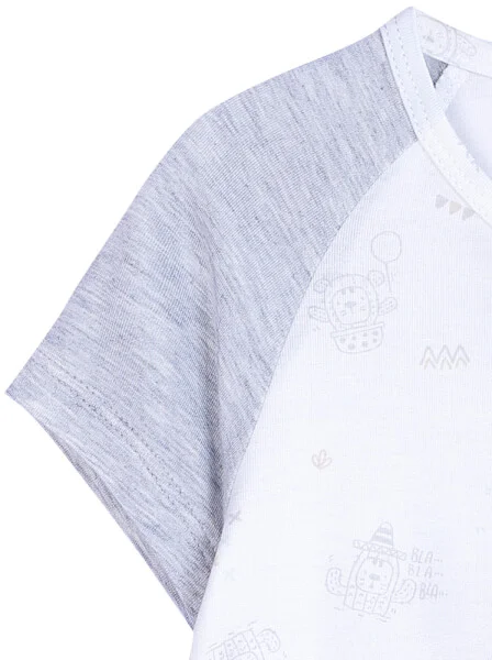 Bộ sơ sinh ngắn vải kháng khuẩn CF I0321007 (0-9M,Xám họa tiết)