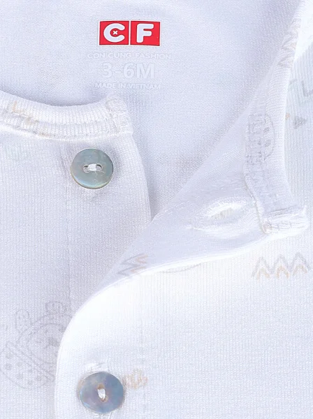 Bộ sơ sinh ngắn vải kháng khuẩn CF I0321007 (0-9M,Xám họa tiết)