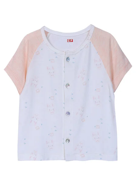 Bộ sơ sinh ngắn vải kháng khuẩn CF I0321005 (0-9M, Cam họa tiết)